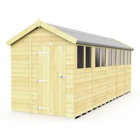 Buttercup Farm 6 x 20 Feet Apex Shed - Single Door W/ Windows - L590 x W175 x H217 cm in Brown