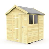 Buttercup Farm 6 x 6 Feet Apex Shed - Single Door W/ Windows - L187 x W175 x H217 cm in Brown