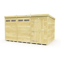 Buttercup Farm 12 x 8 Feet Pent Security Shed - Single Door - L231 x W358 x H201 cm in Brown