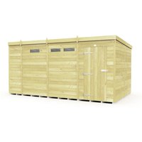 Buttercup Farm 13 x 8 Feet Pent Security Shed - Single Door - L231 x W387 x H201 cm in Brown