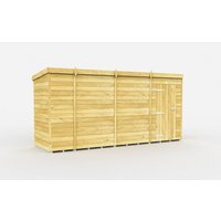 Buttercup Farm 14 x 4 Feet Pent Shed - Single Door W/O Window - L118 x W417 x H201 cm in Brown