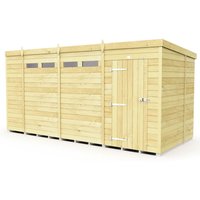 Buttercup Farm 14 x 7 Feet Pent Security Shed - Single Door - L214 x W417 x H201 cm in Brown
