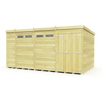 14 x 8 Feet Pent Security Shed Double Door L231 x W417 x H201 cm