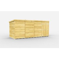 Buttercup Farm 16 x 6 Feet Pent Shed - Double Door W/O Window - L178 x W474 x H201 cm in Brown