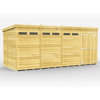 Buttercup Farm 16 x 7 Feet Pent Security Shed - Double Door - L214 x W474 x H201 cm in Brown