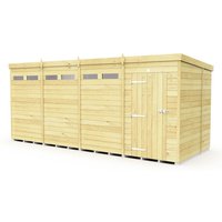 Buttercup Farm 16 x 7 Feet Pent Security Shed - Single Door - L214 x W474 x H201 cm in Brown
