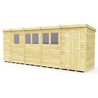 Buttercup Farm 17 x 4 Feet Pent Security Shed - Double Door - L118 x W492 x H201 cm in Brown
