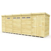 Buttercup Farm 17 x 4 Feet Pent Security Shed - Single Door - L118 x W492 x H201 cm in Brown
