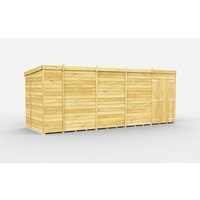Buttercup Farm 17 x 6 Feet Pent Shed - Double Door W/O Window - L178 x W492 x H201 cm in Brown