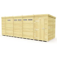 Buttercup Farm 17 x 7 Feet Pent Security Shed - Single Door - L214 x W492 x H201 cm in Brown