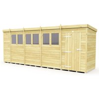 Buttercup Farm 18 x 4 Feet Pent Shed - Single Door W/ Windows - L118 x W533 x H201 cm in Brown