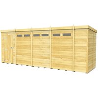Buttercup Farm 18 x 5 Feet Pent Security Shed - Single Door - L147 x W533 x H201 cm in Brown