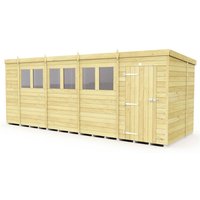Buttercup Farm 19 x 7 Feet Pent Shed - Single Door W/ Windows - L214 x W560 x H201 cm in Brown