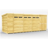 Buttercup Farm 19 x 7 Feet Pent Security Shed - Double Door - L214 x W560 x H201 cm in Brown