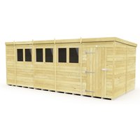 Buttercup Farm 19 x 8 Feet Pent Shed - Single Door W/ Windows - L231 x W560 x H201 cm in Brown