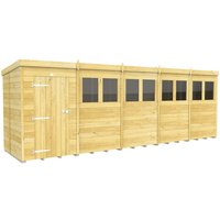Buttercup Farm 20 x 4 Feet Pent Shed - Single Door W/ Windows - L118 x W589 x H201 cm in Brown