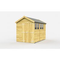 Buttercup Farm 7 x 10 Feet Apex Shed - Double Door W/ Windows - L302 x W214 x H217 cm in Brown