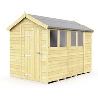 Buttercup Farm 7 x 11 Feet Apex Shed - Single Door W/ Windows - L329 x W214 x H217 cm in Brown