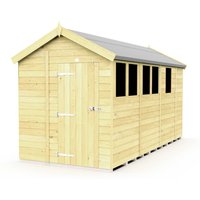 Buttercup Farm 7 x 13 Feet Apex Shed - Single Door W/ Windows - L387 x W214 x H217 cm in Brown