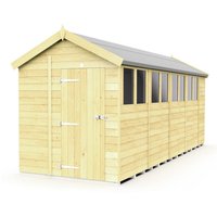 Buttercup Farm 7 x 18 Feet Apex Shed - Single Door W/ Windows - L533 x W214 x H217 cm in Brown