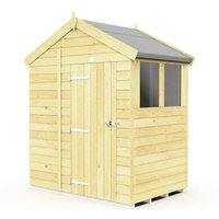 Buttercup Farm 7 x 4 Feet Apex Shed - Single Door W/ Windows - L127 x W214 x H217 cm in Brown