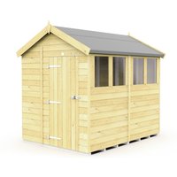 Buttercup Farm 7 x 8 Feet Apex Shed - Single Door W/ Windows - L243 x W214 x H217 cm in Brown