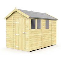 Buttercup Farm 7 x 9 Feet Apex Shed - Single Door W/ Windows - L272 x W214 x H217 cm in Brown