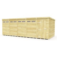 Buttercup Farm 20 x 8 Feet Pent Security Shed - Single Door - L231 x W589 x H201 cm in Brown