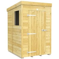 Buttercup Farm 4 x 5 Feet Pent Shed - Single Door W/ Windows - L147 x W127 x H201 cm in Brown
