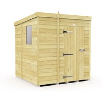 Buttercup Farm 5 x 6 Feet Pent Shed - Single Door W/ Windows - L178 x W158 x H201 cm in Brown