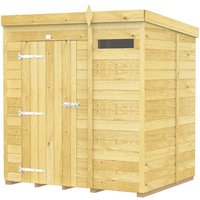 Buttercup Farm 6 x 5 Feet Pent Security Shed - Single Door - L147 x W185 x H201 cm in Brown