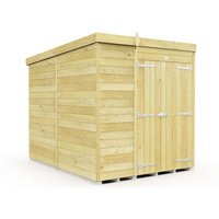 Buttercup Farm 6 x 8 Feet Pent Shed - Double Door W/O Windows - L231 x W185 x H201 cm in Brown