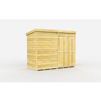 Buttercup Farm 8 x 4 Feet Pent Shed - Double Door W/O Windows - L118 x W243 x H201 cm in Brown