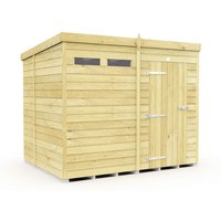 Buttercup Farm 8 x 7 Feet Pent Security Shed - Single Door - L214 x W243 x H201 cm in Brown