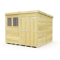 Buttercup Farm 8 x 8 Feet Pent Shed - Double Door W/ Windows - L231 x W243 x H201 cm in Brown