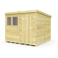 Buttercup Farm 8 x 8 Feet Pent Shed - Single Door W/ Windows - L231 x W243 x H201 cm in Brown