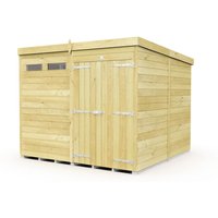 Buttercup Farm 8 x 8 Feet Pent Security Shed - Double Door - L231 x W243 x H201 cm in Brown