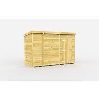 Buttercup Farm 9 x 4 Feet Pent Shed - Single Door W/O Windows - L118 x W276 x H201 cm in Brown
