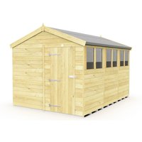 Buttercup Farm 8 x 12 Feet Apex Shed - Single Door W/ Windows - L358 x W231 x H217 cm in Brown