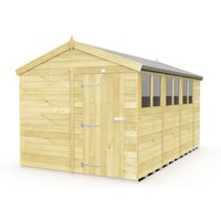 Buttercup Farm 8 x 14 Feet Apex Shed - Single Door W/ Windows - L417 x W231 x H217 cm in Brown