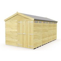 Buttercup Farm 8 x 16 Feet Apex Security Shed - Double Door - L472 x W231 x H217 cm in Brown