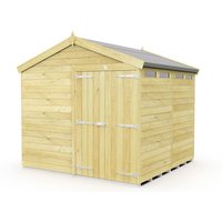 Buttercup Farm 8 x 8 Feet Apex Security Shed - Double Door - L243 x W231 x H217 cm in Brown