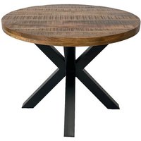 Jaipur Furniture Ltd Industrial Round X Leg Dining Table - Mango Wood/Iron - L100 x W100 x H76 cm - Mango PP Saw Finish in Brown