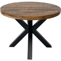 Jaipur Furniture Ltd Industrial Round X Leg Dining Table - Mango Wood/Iron - L150 x W150 x H76 cm - Mango PP Saw Finish in Brown