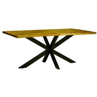 Jaipur Furniture Ltd Kerela Artificial Edge Spider Leg Dining Table - Mango Wood/Iron - L80 x W140 x H76 cm - Mango PP Saw Finish in Brown