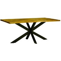 Jaipur Furniture Ltd Kerela Artificial Edge Spider Leg Dining Table - Mango Wood/Iron - L90 x W180 x H76 cm - Mango PP Saw Finish in Brown