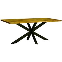 Jaipur Furniture Ltd Kerela Artificial Edge Spider Leg Dining Table - Mango Wood/Iron - L100 x W200 x H76 cm - Mango PP Saw Finish in Brown