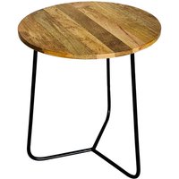 Jaipur Furniture Ltd Ravi Iron Base Soild Wood Top Side Table - L45 x W45 x H50 cm - Mango Light Finish in Brown