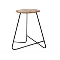 Jaipur Furniture Ltd Ravi Single Stool - Mango Wood/Iron - L38 x W38 x H51 cm - Mango Light Finish in Brown