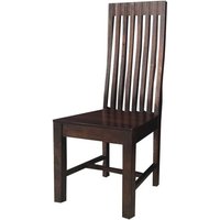 Jaipur Furniture Ltd Geneva Long Back Solid Seat Chair (Set of 2) - Mango Wood - Dark Finish in Brown